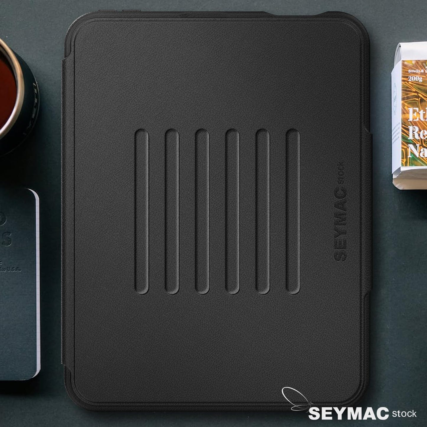 SEYMAC stock Case for iPad mini 7 (A17 Pro)/ Mini 6 8.3'', Strong Magnetic Auto Sleep Shockproof Case with Absorbing Multi-Angles Stand, Pen Holder, Card Slot, Black