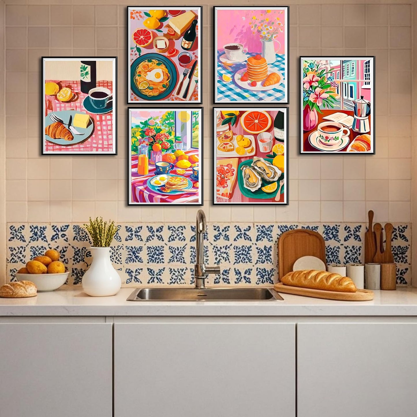 Leatrice 6 Pack Diamond Painting Kits for Adults 5D Diamond Art Kits Gem Dots Paintings Round Full Drill Beginners Women DIY for Home Kitchen Wall Decor 11.8x15.7 Inches Chic