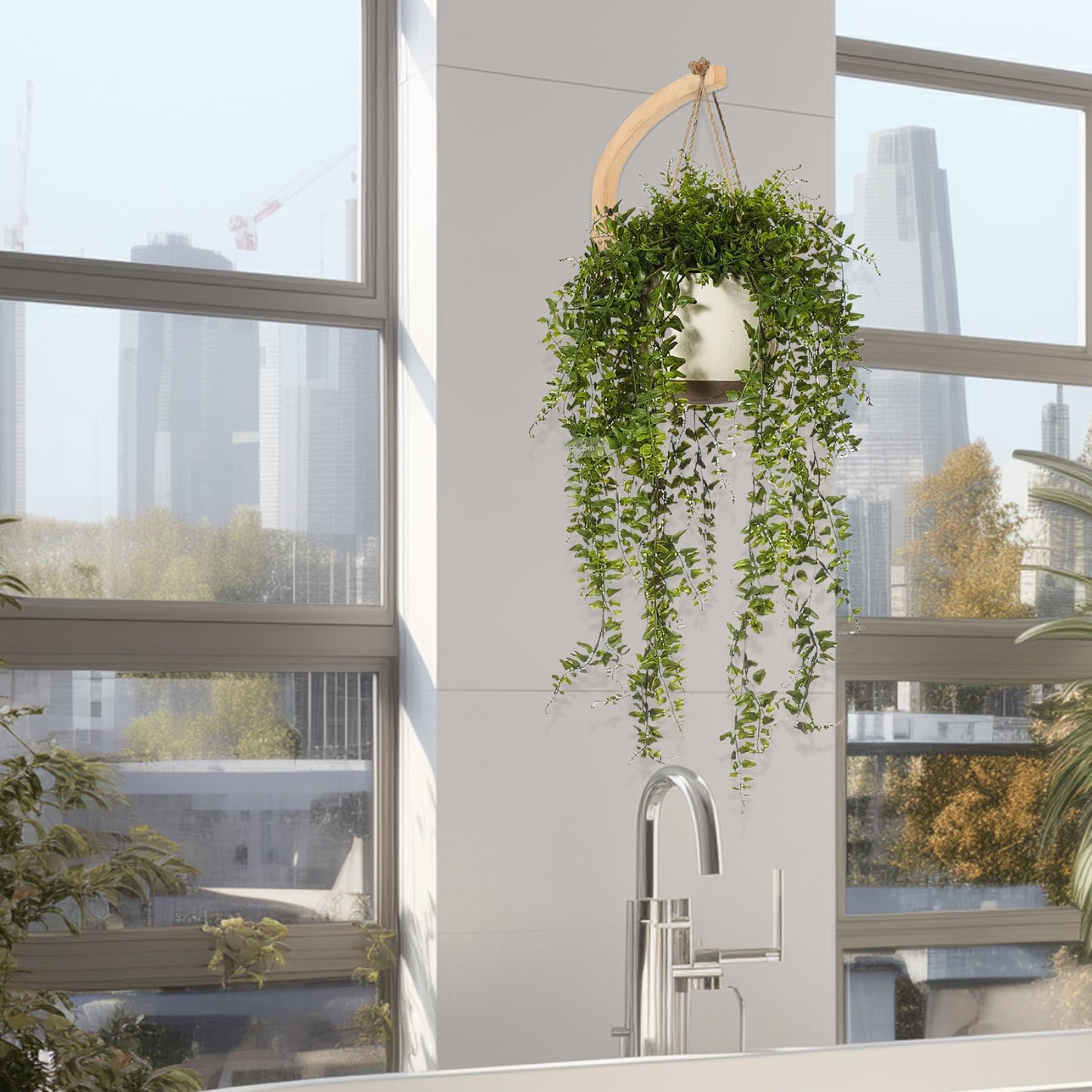 KUYYFDS Outdoor Hanging Brackets 2PCS Plant Hooks for Wall, 8 Inch Wooden Plant Wall Hanger, Mounted Hanging Hook for, Lanterns, Flower Bracket, Wind Chimes