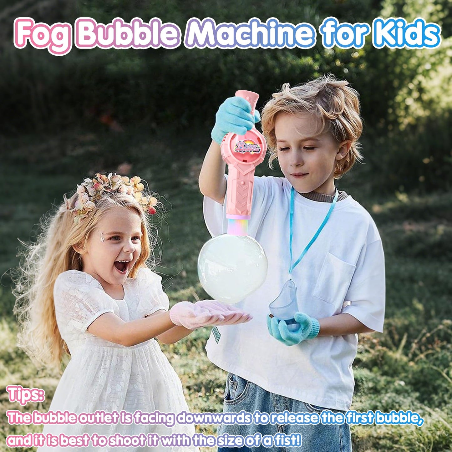 Fog Bubble Machine, Colorful Smoke Bubble Machine for Kids, Elastic Bubble Fog Machine, Magic Smoke Bubble Wand, Birthday Boy Girl Gifts