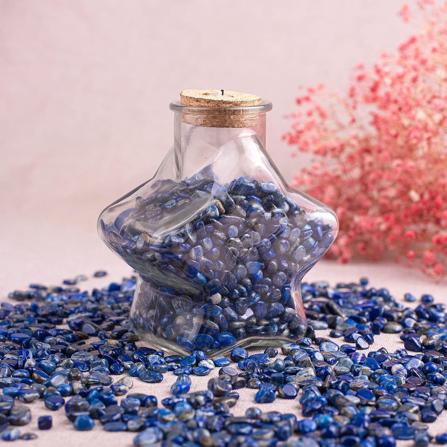 SigMntun Polished Lapis Lazuli Crystal Chips 200 Pcs - 0.3" 10 oz Small Tumbled Stone Chips Crushed Sea Glass Stones Healing Reiki Crystal Home Decoration Indoor Fountain