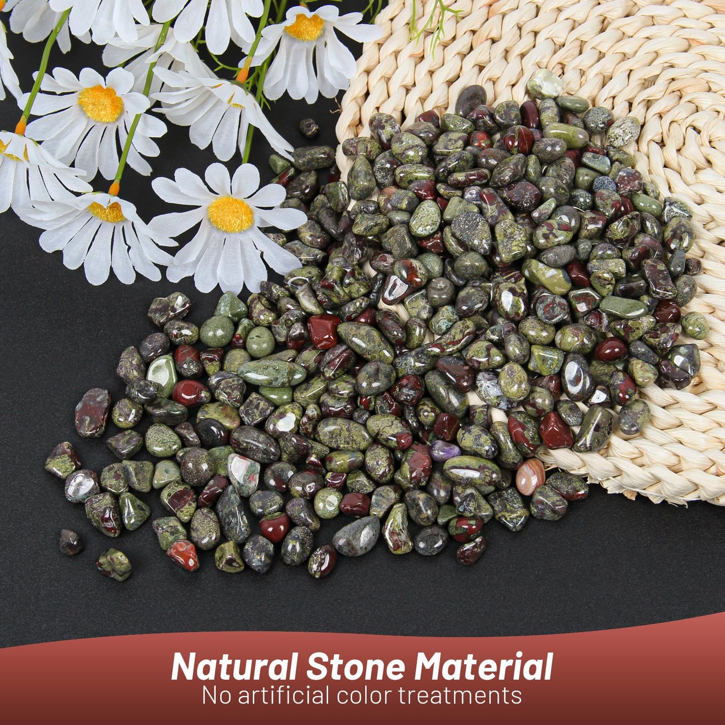 1.1lb Natural Crushed Bloodstone Quartz Crystal Tumbled Chips-Blood Stone Healing Crystals Chips Bulk, Crushed Crystal Gemstones for Crafts, Beautiful Package for Gift
