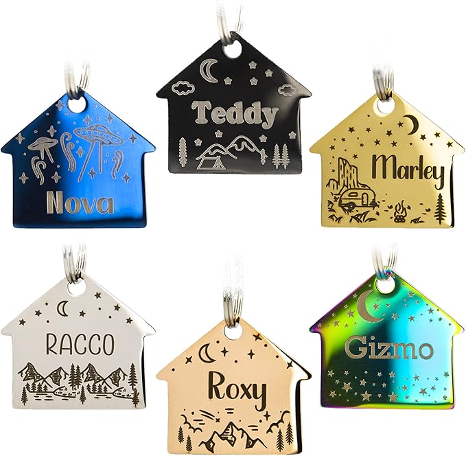 Personalized Dog Tag with 5 Lines of Custom Deep Engraved Durable Stainless Steel Pet ID Name Tag Designer Small Size Bone