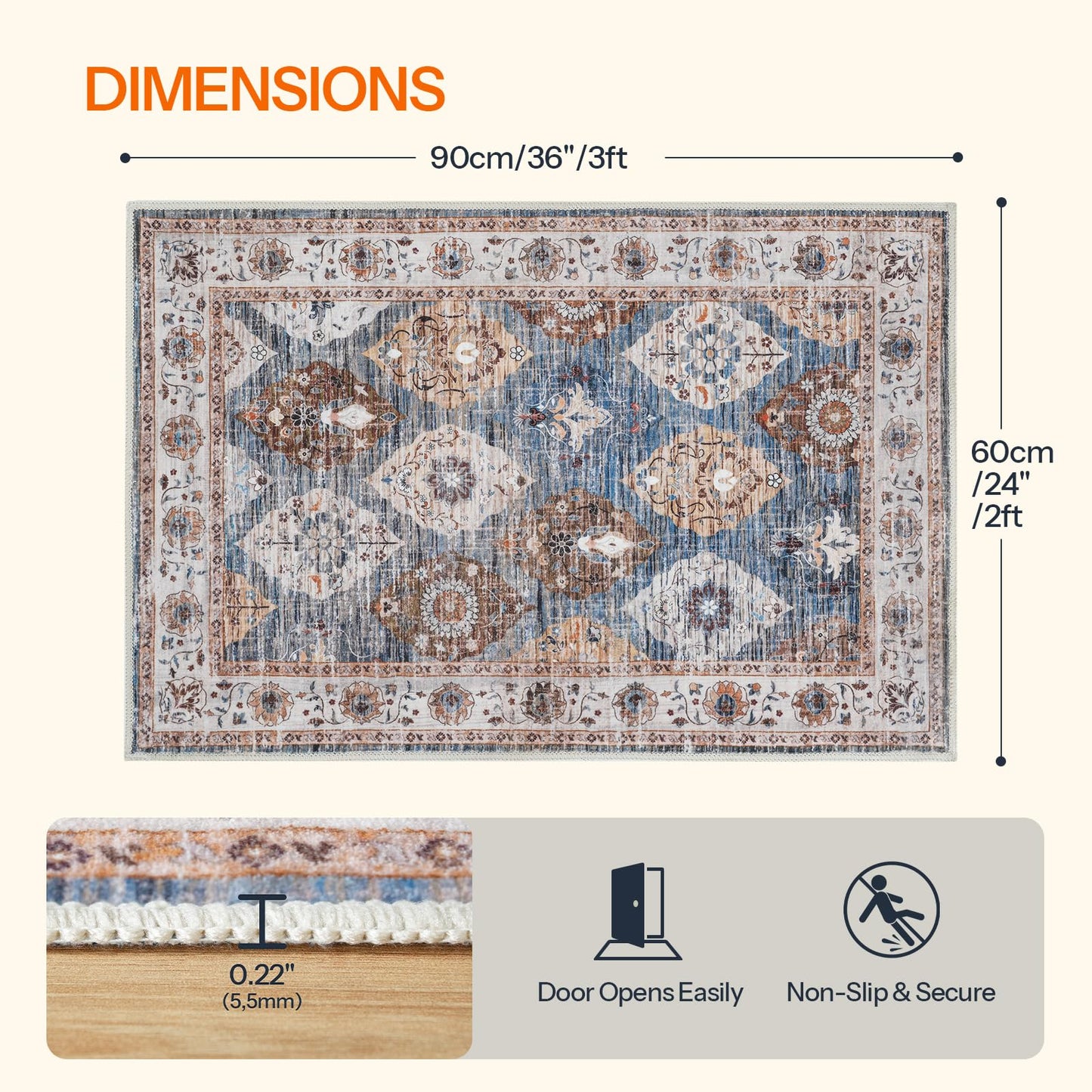 HOOBRO End Table and Area Rugs Bundle, Nightstand with 2-Layer Storage Shelves, 2 x 3 ft Area Rugs Washable Non-Slip, BF09BZP201-BU01AR01
