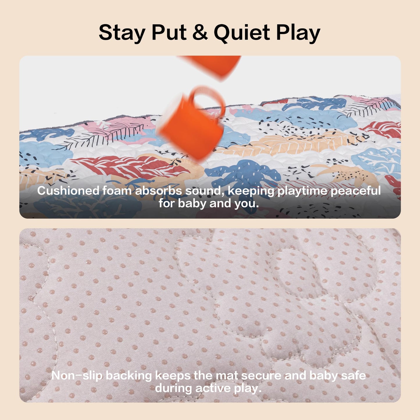 CAPAKIDDO 50"x50" Baby Play Mat, Premium Thicker Foam Floor Mat, Bohemian Non-Slip Playpen Mat for Infants & Toddlers, Foldable Machine Washable Crawling Mat