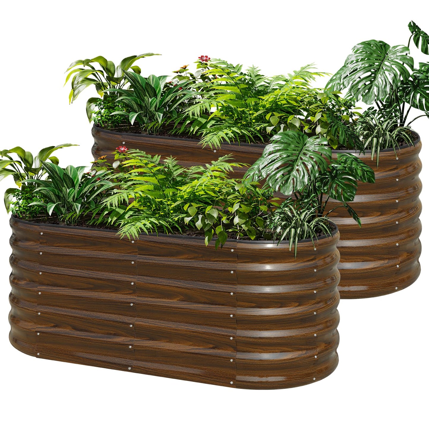 SnugNiture Galvanized Steel Raised Garden Bed Kit - 2 Pack 4x2x2 ft Metal Planter Box for Vegetables, Flowers, Herbs | Easy Assembly, Open Bottom Design for Optimal Drainage