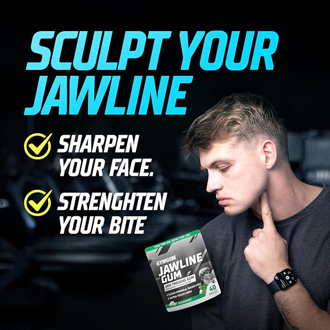 GYMGUM Jawline Gum Ultra Hard Chewing Gum | No Calories, No Sugar, No Artificial Sweeteners | Keto Friendly Mewing Gum for Jawline Training & Exerciser