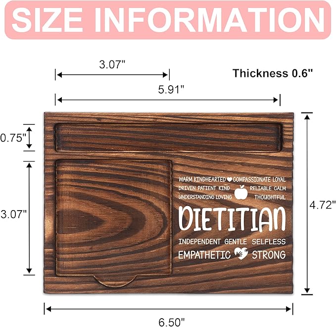 Registered Dietitian Appreciation Gifts, Thank You Gift for Registered Dietitian Nutritionist, Student Nutritionist Office Gifts, Sticky Note Holder Wooden Notepad & Pen Holder 6.5" x 4.7" - FTA264
