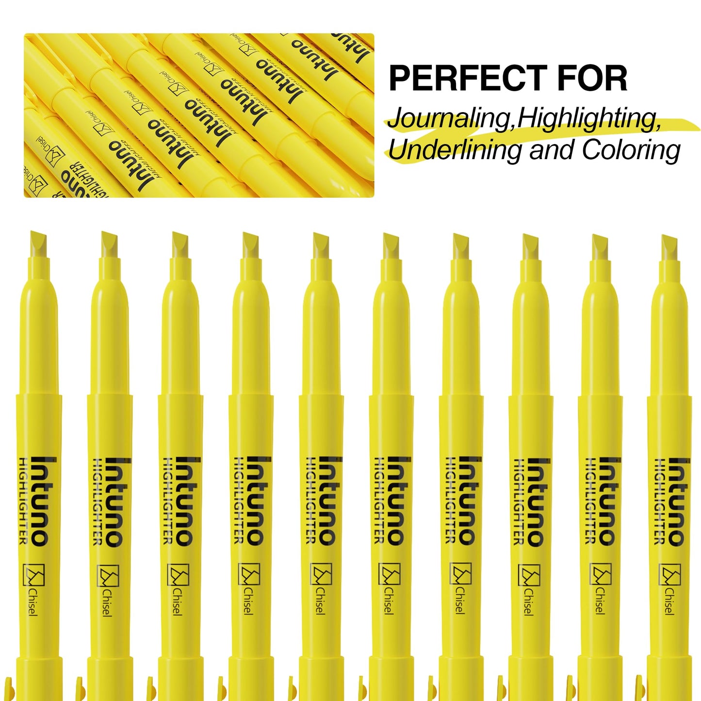 INTUNO Yellow Highlighters, 120 Count, Chisel tip, Suitable for Office Supplies, School Supplies, and Home Office Essentials