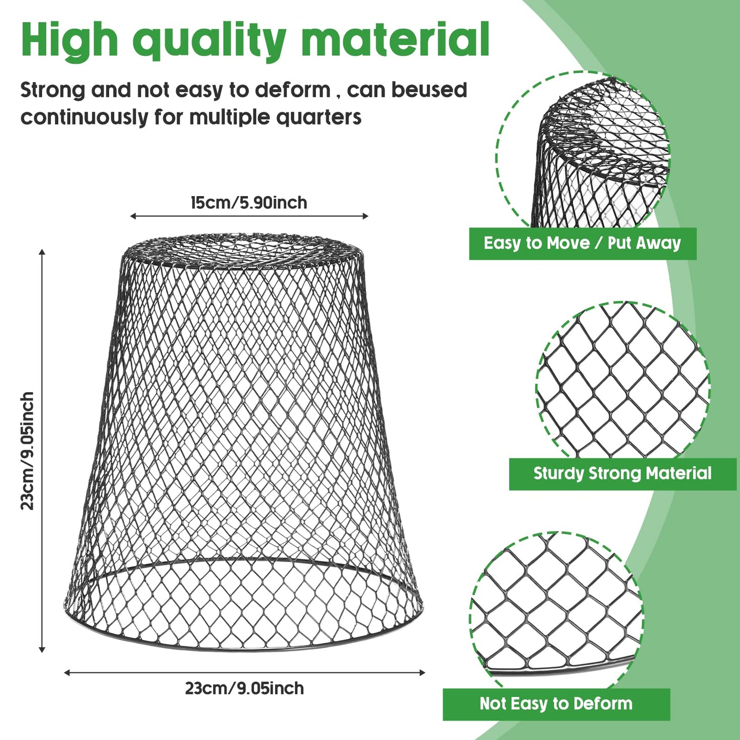 Geosar 20 Pcs 9 Inch Chicken Wire Cloche Plant Protector Cover Metal Garden Cloche Netting Protection Cages Vegetables Flowers with Garden Stakes Avoiding Chicken Rabbit Squirrels Birds (Black)