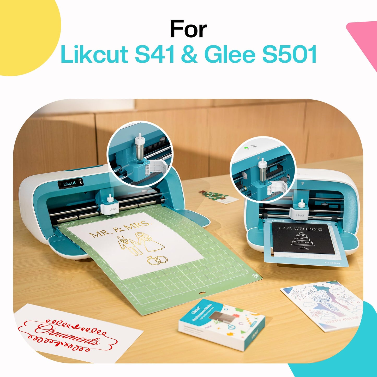 Likcut Foil Transfer Kit Compatible with Likcut S501 & S41 Vinyl Cutter, 3 Interchangeable Tips with Foil Transfer Sheets for Crafting DIY Card Scrapbooking Supplies