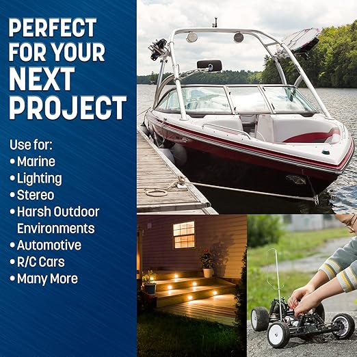 GS Power 100Ft Duplex Marine Wire, 12 Gauge Wire, Oxygen-Free Tinned Copper 12 AWG Electrical Boat Wiring, Sheathed Copper Marine Grade Electrical Cable for Boat Automotive RV Camper Trailer
