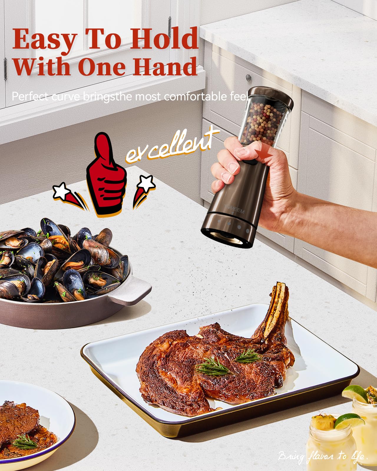 Electric Salt and Pepper Grinder Set with Storage Base, Stainless Steel Rechargeable Salt and Pepper Grinder Set with 4.5 oz Large Capacity, 1.8" Wide Mouth, Adjustable Coarseness, Ideal for Kitchen