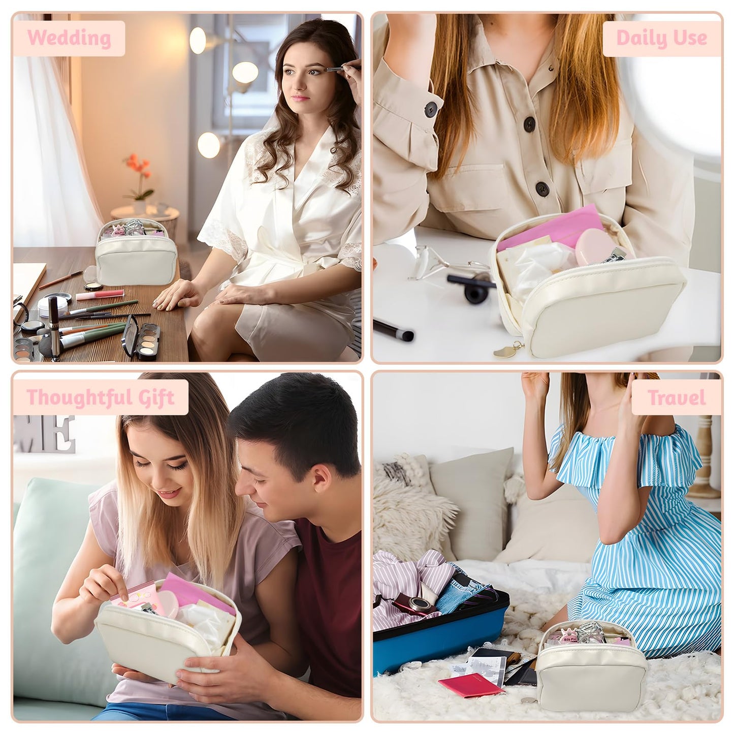 Wedding Emergency Kit for Bride, Wedding Survival Set with Makeup Bag, 42 Pc Wedding Daily Travel Essential Items