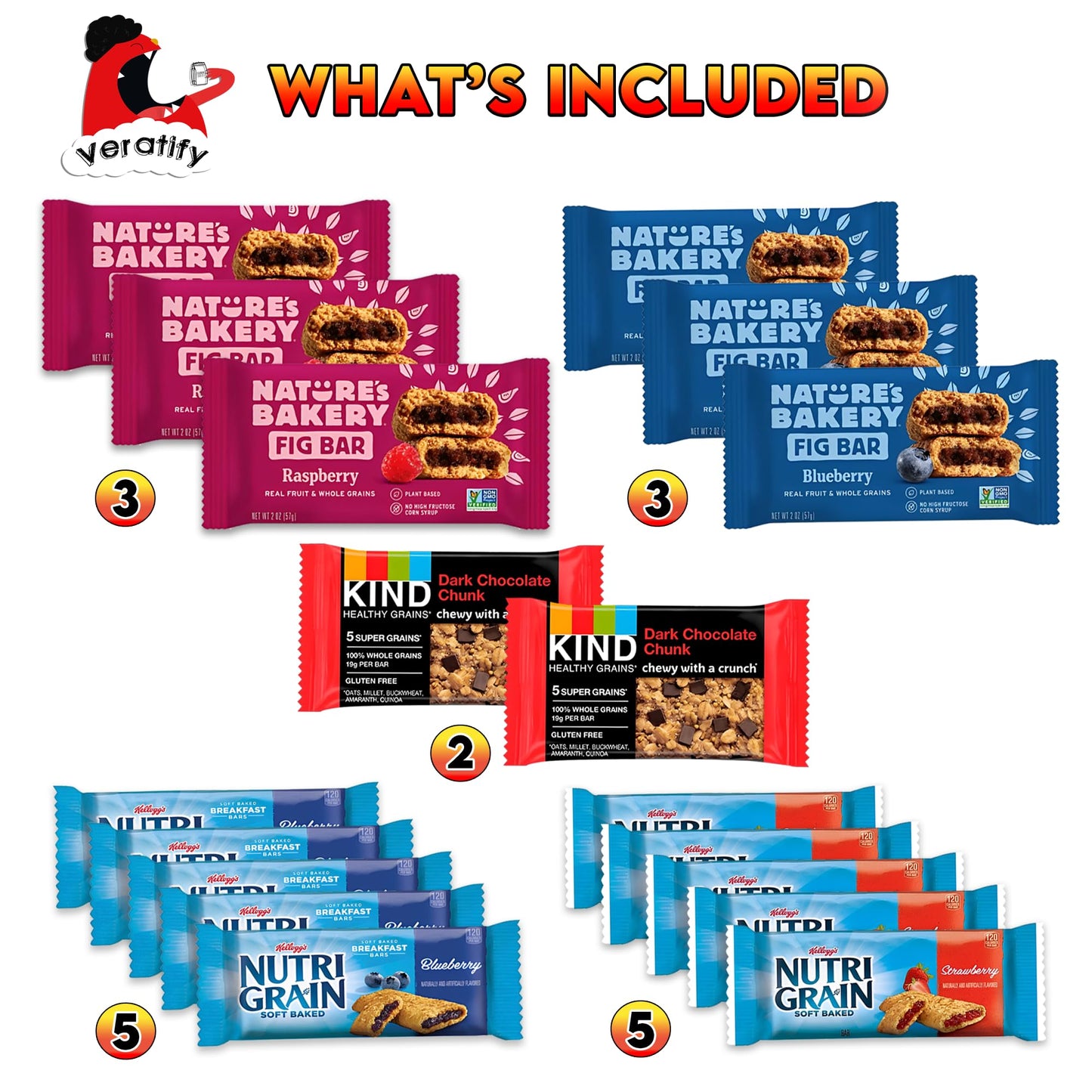 Veratify Healthy Mixed Snack Box (66 Count) Snacks Gift Basket Granola Bars Bulk Variety Grab and Go Men Women Adults Office Work Travel Employee Appreciation School College