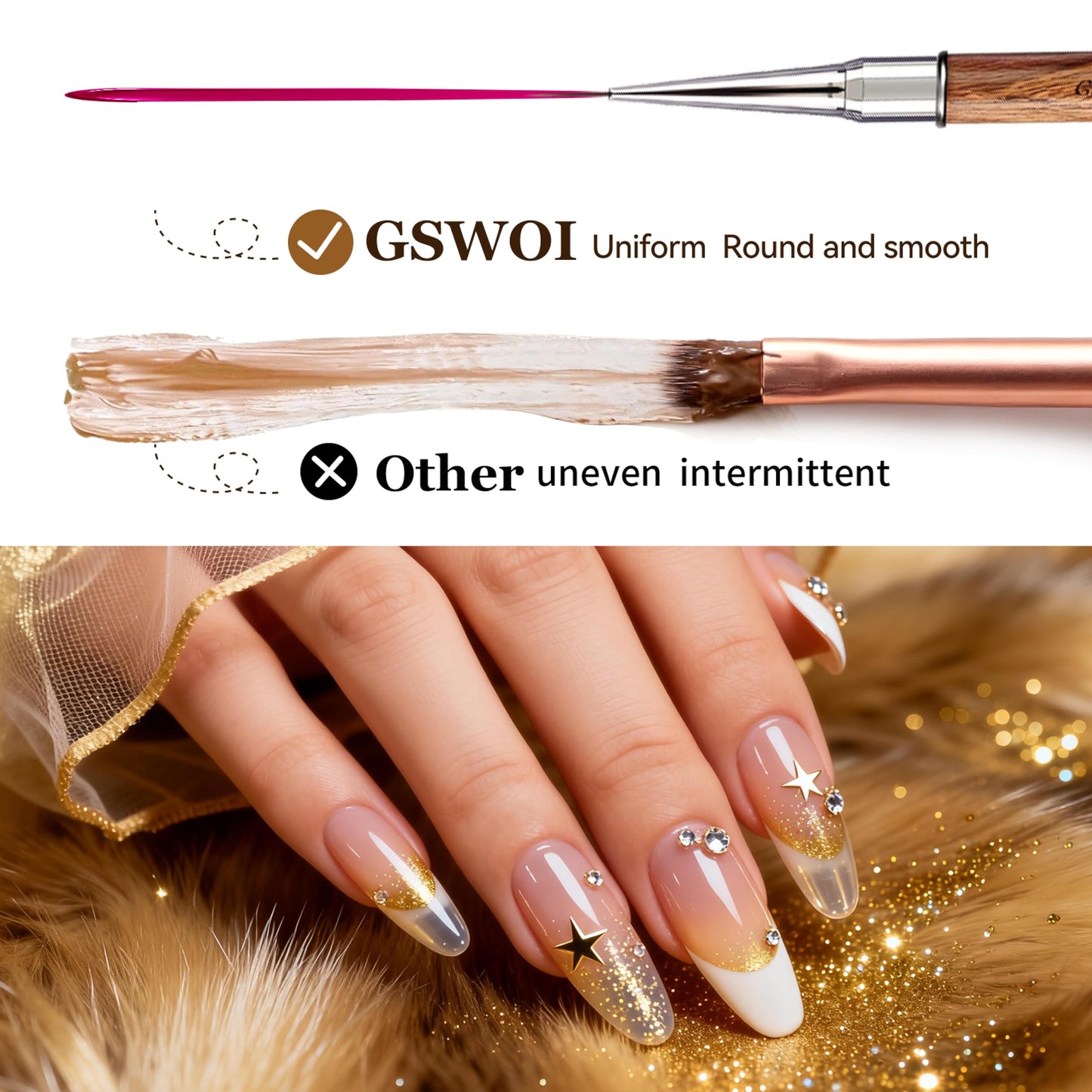 Liner Nail Brush 12MM with Wooden Handle & Storage Pouch
