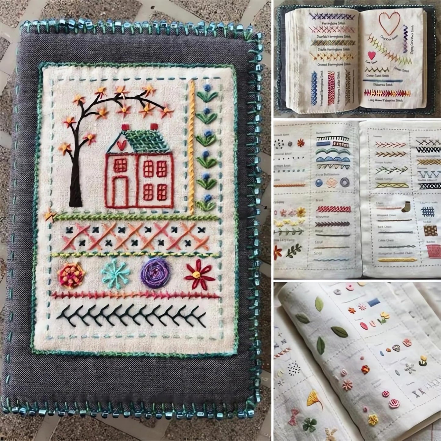 Embroidery Stitch Book Kit,Portable All Scenario Embroidery Stitch Book,Comes with a Complete Toolkit and Instructional Tutorial,Perfect for Beginners and Craft Lovers