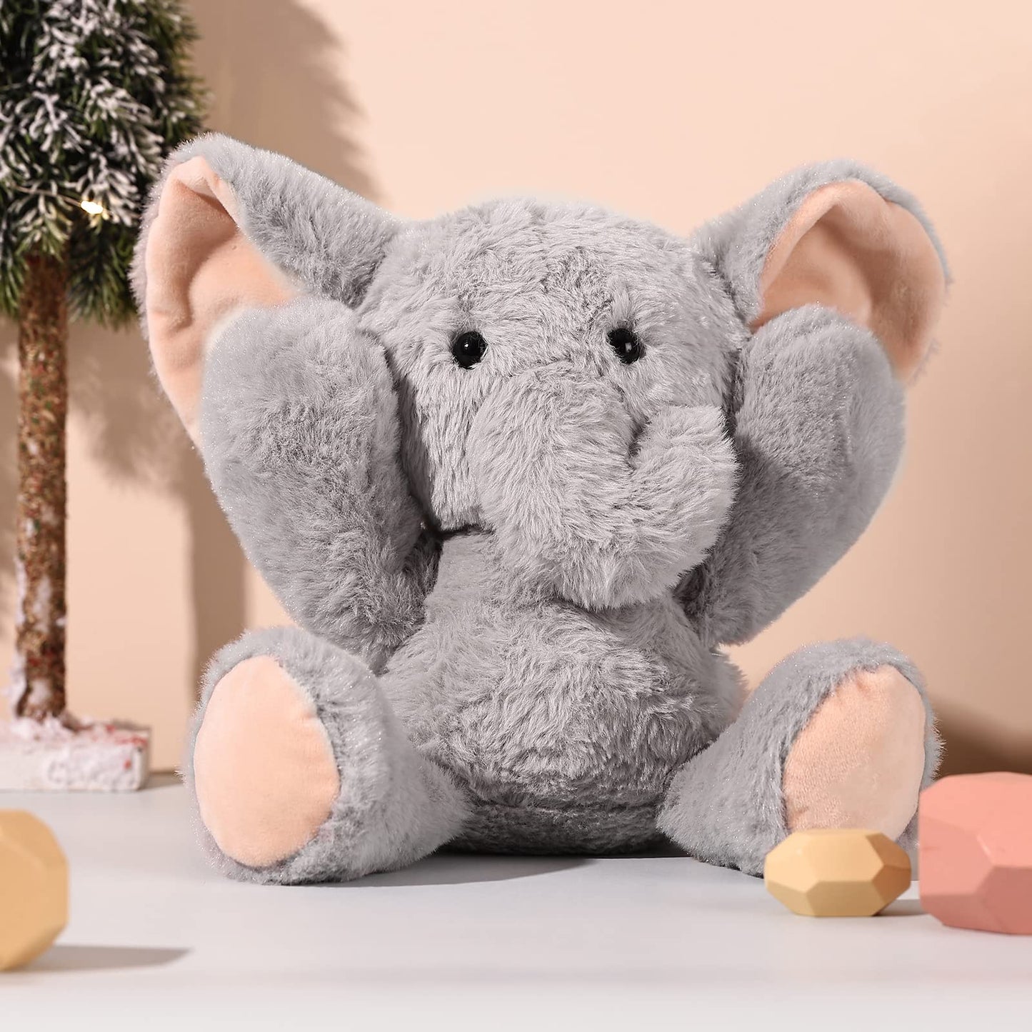 TCBunny Baby Elephant Bedtime Stuffed Animal Plush Toy 11", Kids, Aichie (Grey)