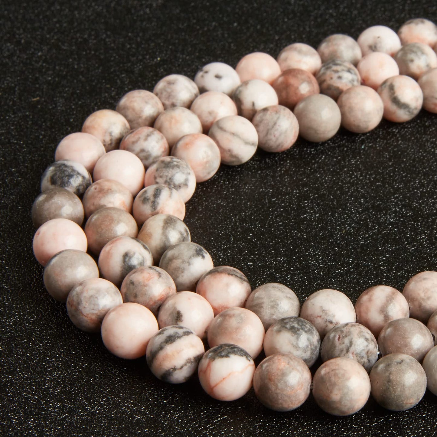 60pcs 6mm Pink Zebra Beads Natural Gemstone Beads Round Loose Beads for Jewelry Making