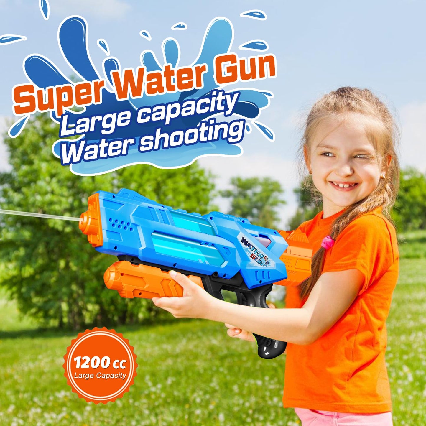 Quanquer Super Water Guns for Adults - 2 Pack Super Guns Water Soaker Blaster Squirt Toy 1200cc with Excellent Range - Gift Toys for Outdoor Swimming Pool Fighting Play (Blue Green)