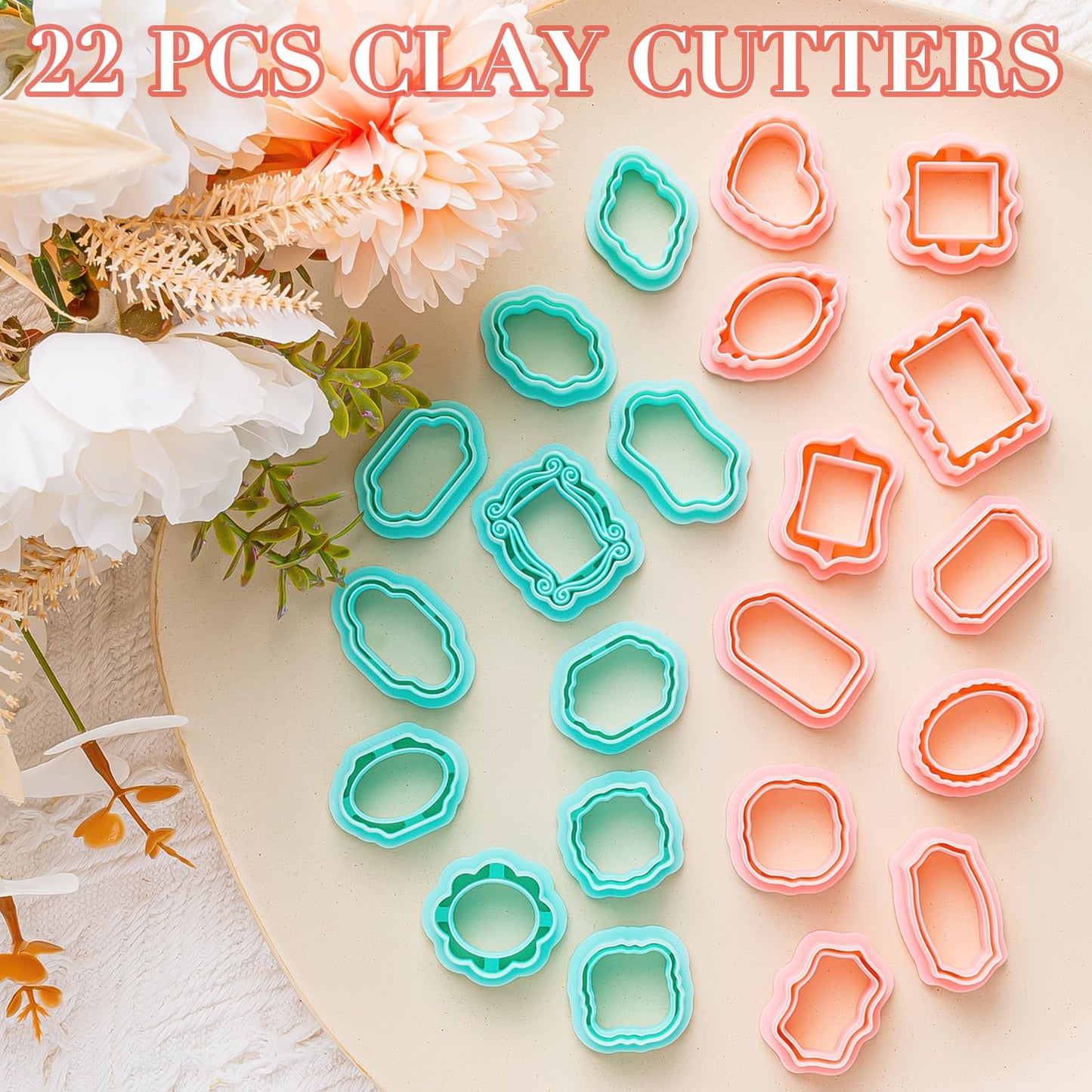 TAINSKY Polymer Clay Cutters - 22 Shapes Frame Clay Cutters, Boho Polymer Clay Cutters for Earrings Jewelry Making, Window Clay Cutters for Polymer Clay Jewelry. (Style-A)