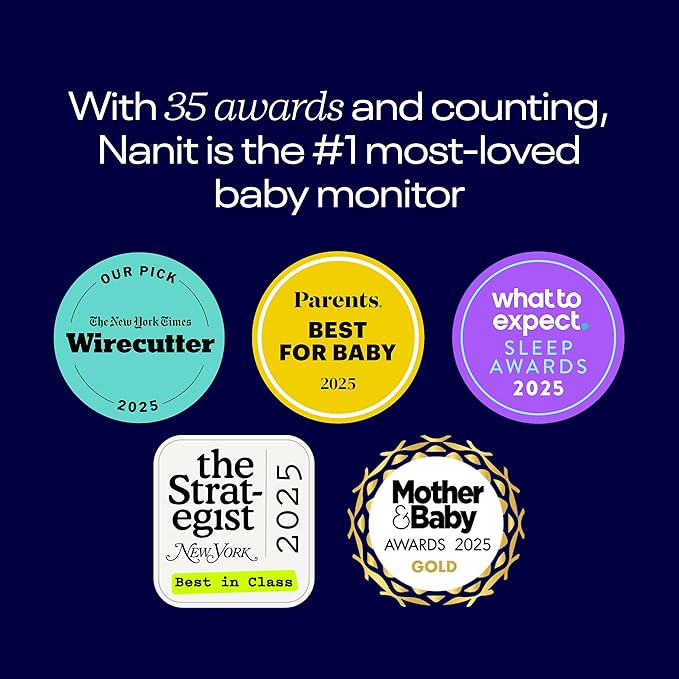 Nanit Pro Smart Baby Monitor & Flex Stand - 1080p Wi-Fi Video Camera, Sensor-Free Sleep & Breathing Motion Tracker, 2-Way Audio, Sound/Motion/Cry Notifications, Night Vision, and Breathing Band