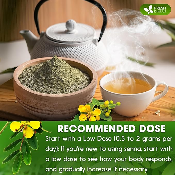 FRESHDRINKUS, Premium 32oz Senna Leaf Powder, 100% Natural and Pure from Senna Leaves, No Additives, No Gluten, No Sugar, Vegan