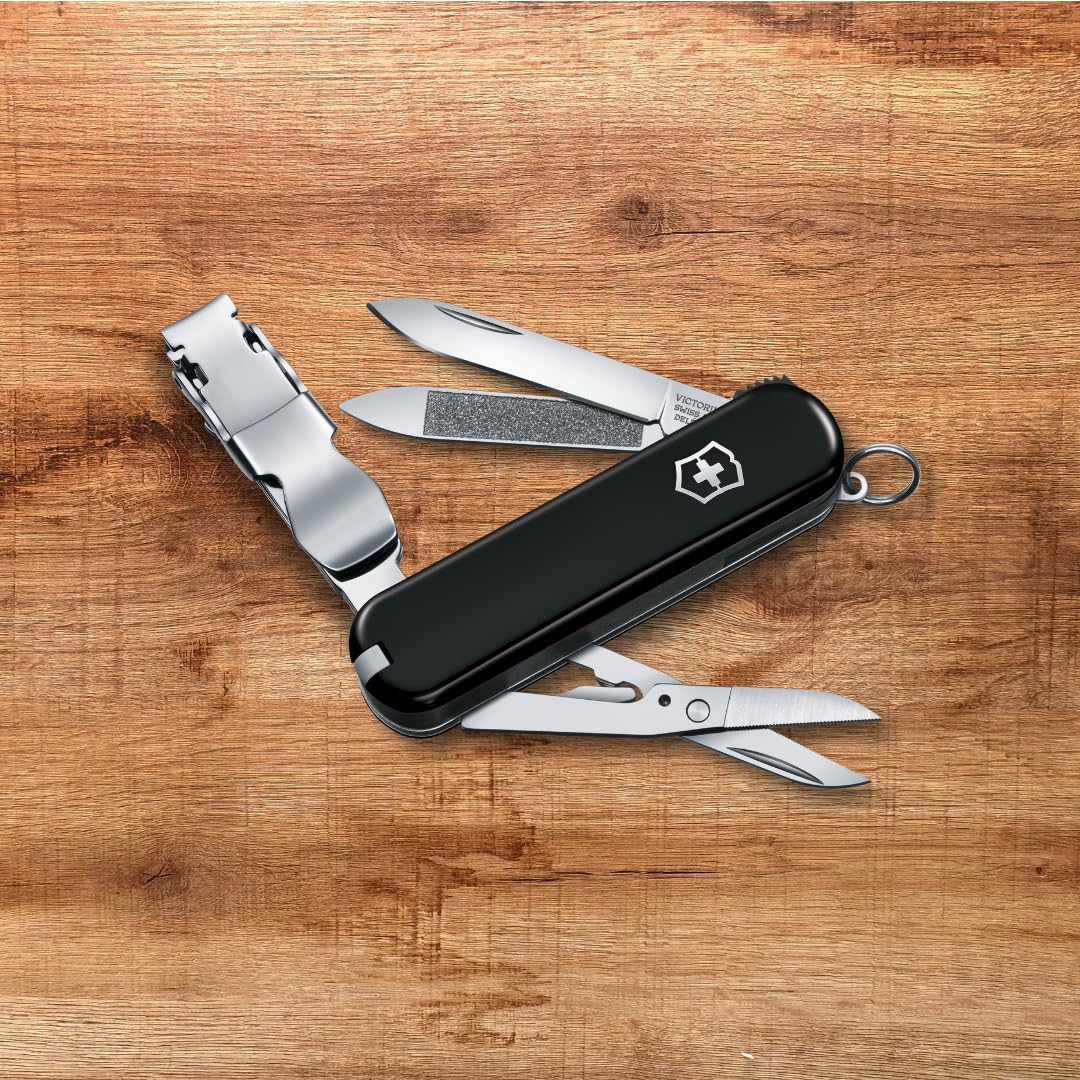 Victorinox Nail Clip 580, 8 Functions, Swiss Made Multi-Tool with Nail File, Nail Cleaner and Small Blade - Black