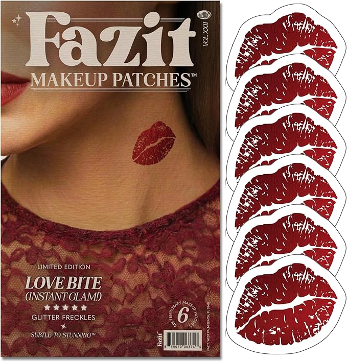 Fazit Makeup Patches - Love Bite - Glow Up Make-Up Patches - Cute Glitter Makeup Accessories for Women - Cosmetic Glitter for Face