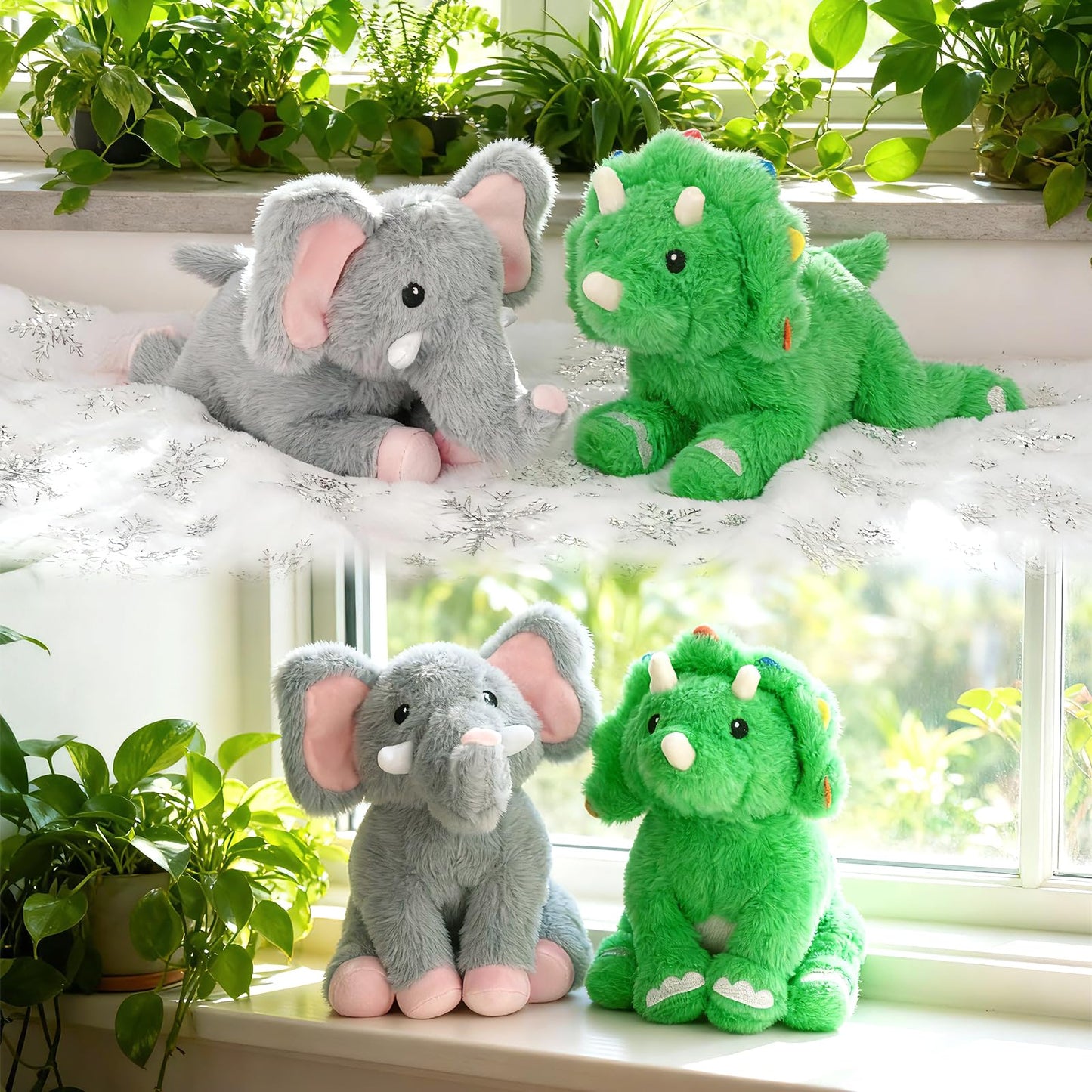 KOPHINYE Weighted Elephant Stuffed Animal, Gray Soft Stuffed Elephant Plush Toy, Small Weighted Plush Comfort Birthday Gifts for Kids, 10 Inch, 0.8 Lbs