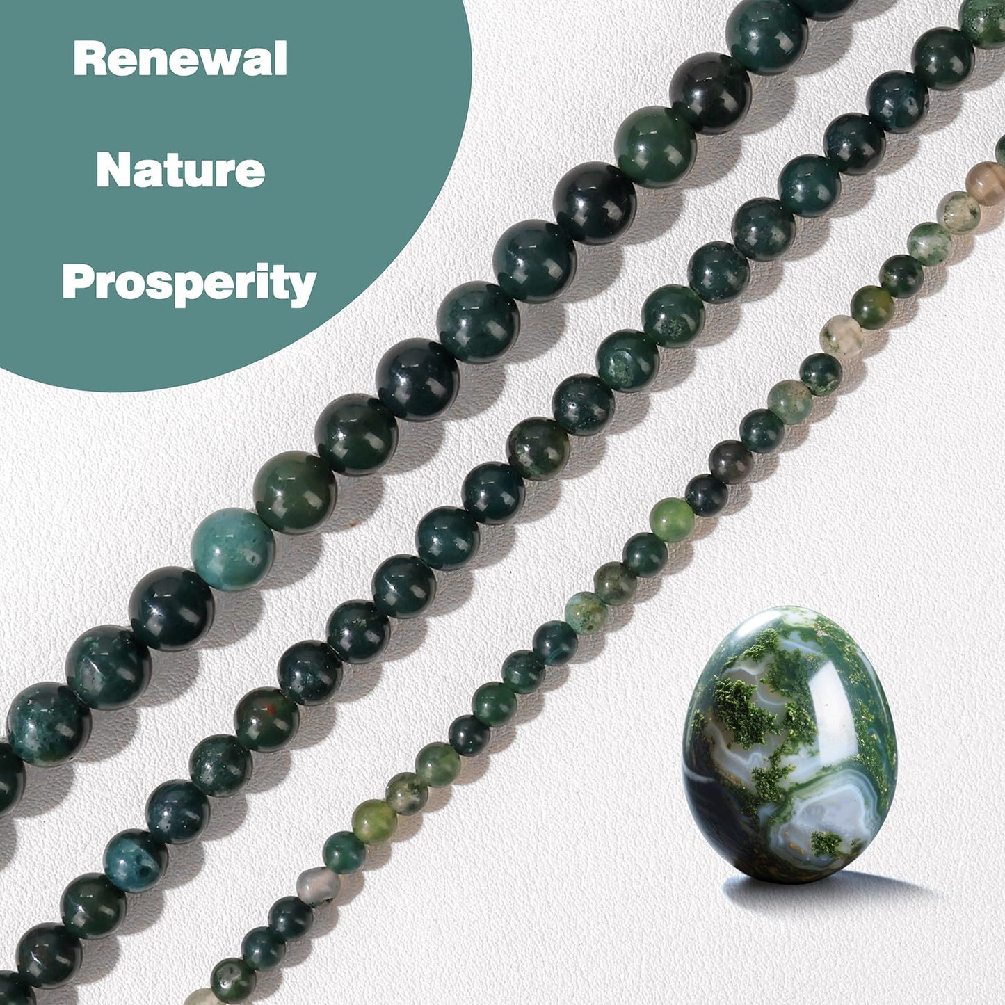 Raicegs 100pcs 8mm Moss Agate Beads Natural Gemstone Beads Round Loose Beads for Jewelry Making DIY Bracelets Necklace