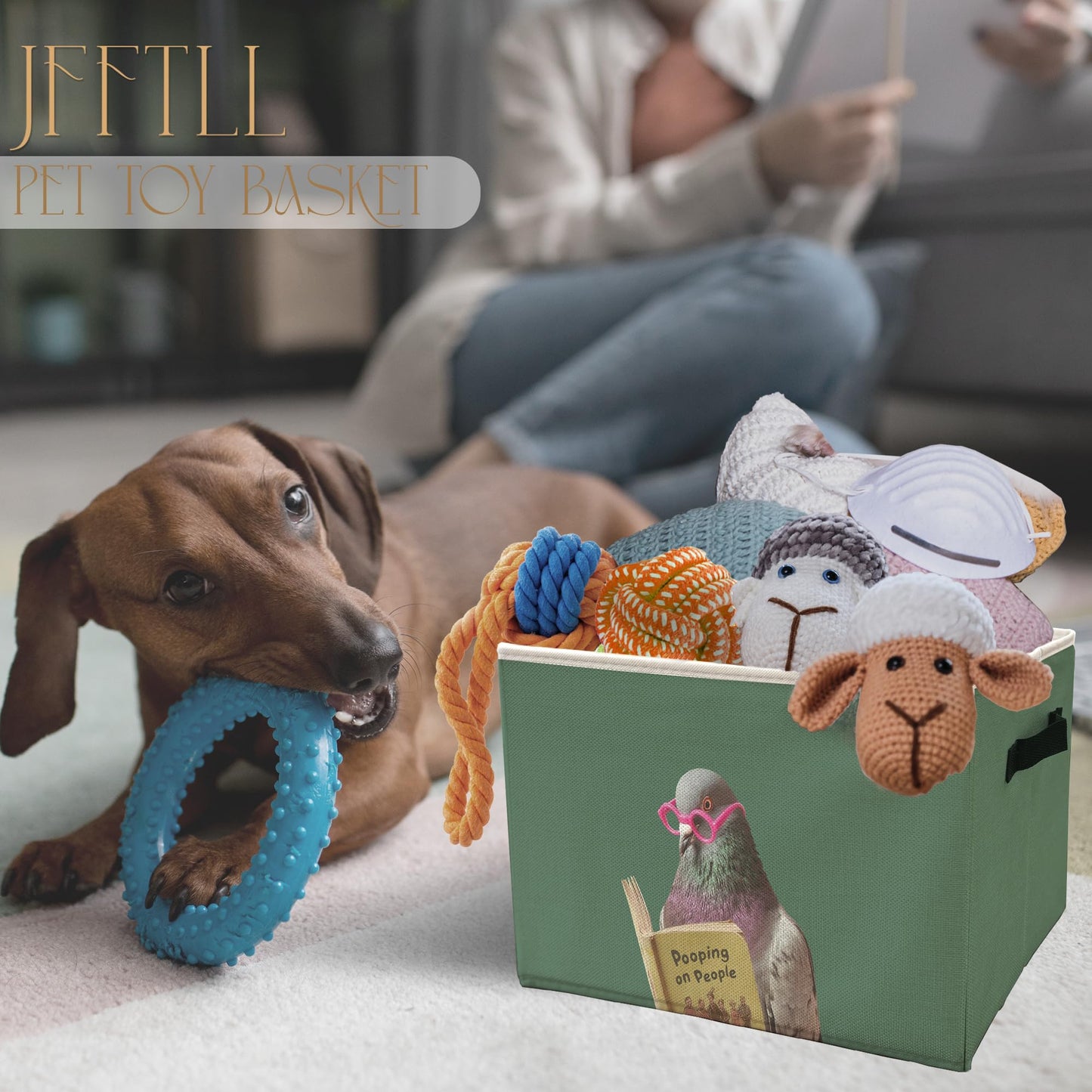 JFFTLL Funny Pigeon Bathroom Storage Bins Box, Funny Bathroom Decor, Birds Lover Gift Storage Basket Laundry Hamper with Handle for Bath Room Clothes Vanity Undersink Home Organization