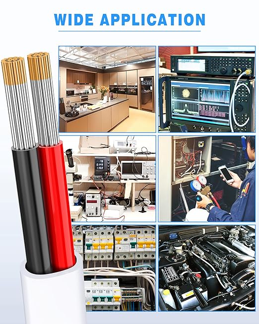 NAOVEO 18 Gauge Wire 2 Conductor Electrical Wire, 18 AWG Stranded PVC Tinned Copper Cable, Flexible/Low Voltage Automotive Wiring for LED Lamps, Marine, Speaker, Appliances (200FT)