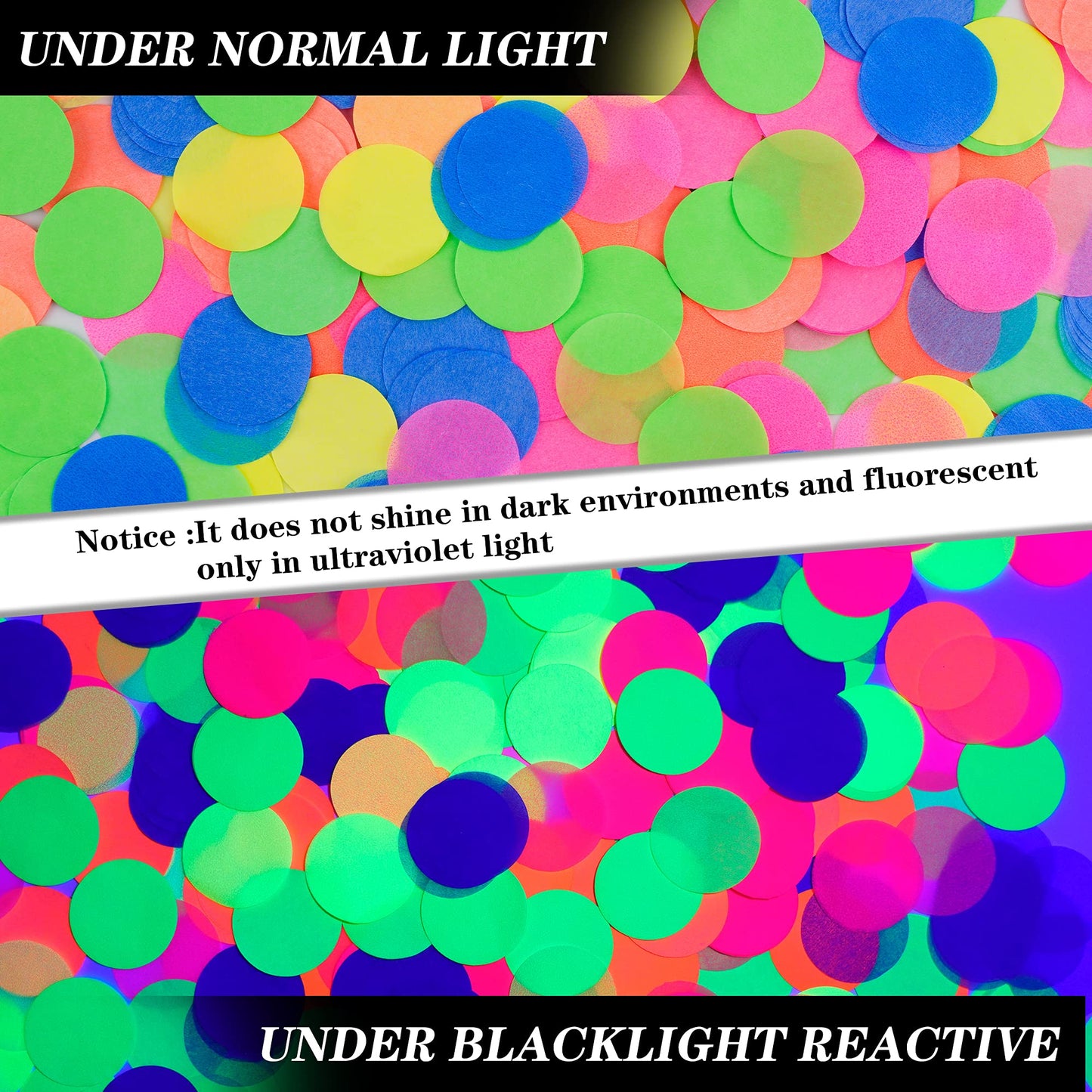 10000 pieces UV Neon Round Confetti 5 Colors Neon Fluorescent Tissue Confetti Dot Blacklight Glow Party Confetti for Blacklight Neon Party, Birthday, Wedding Supplies