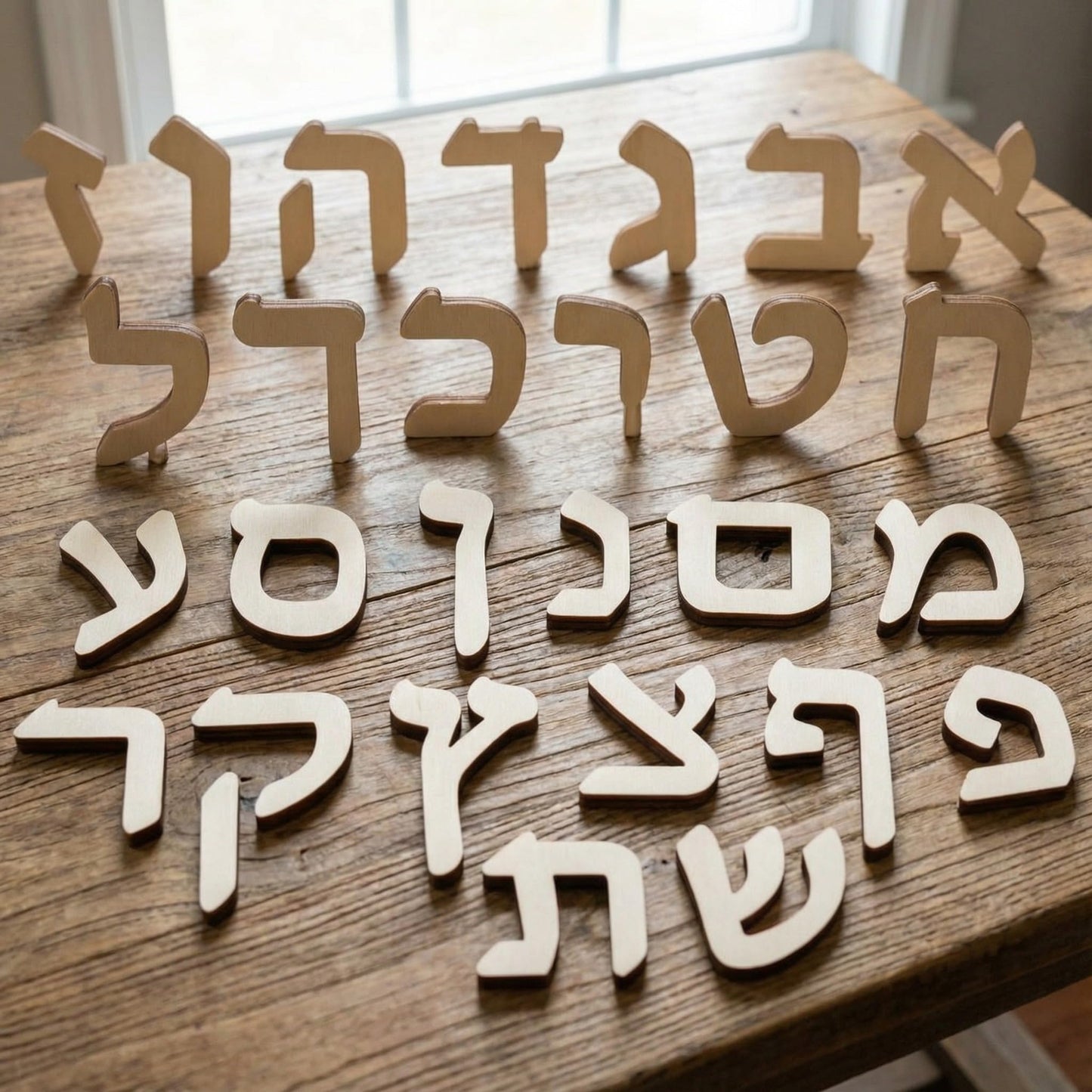 Silipull 108 PCS Hebrew Alphabet Letters Wood Hebrew Cut Letters 2'' Set of 27 Jewish Characters Jewish Script Gifts for Learning Fun Unfinished Crafts Teaching Materials Early Learning