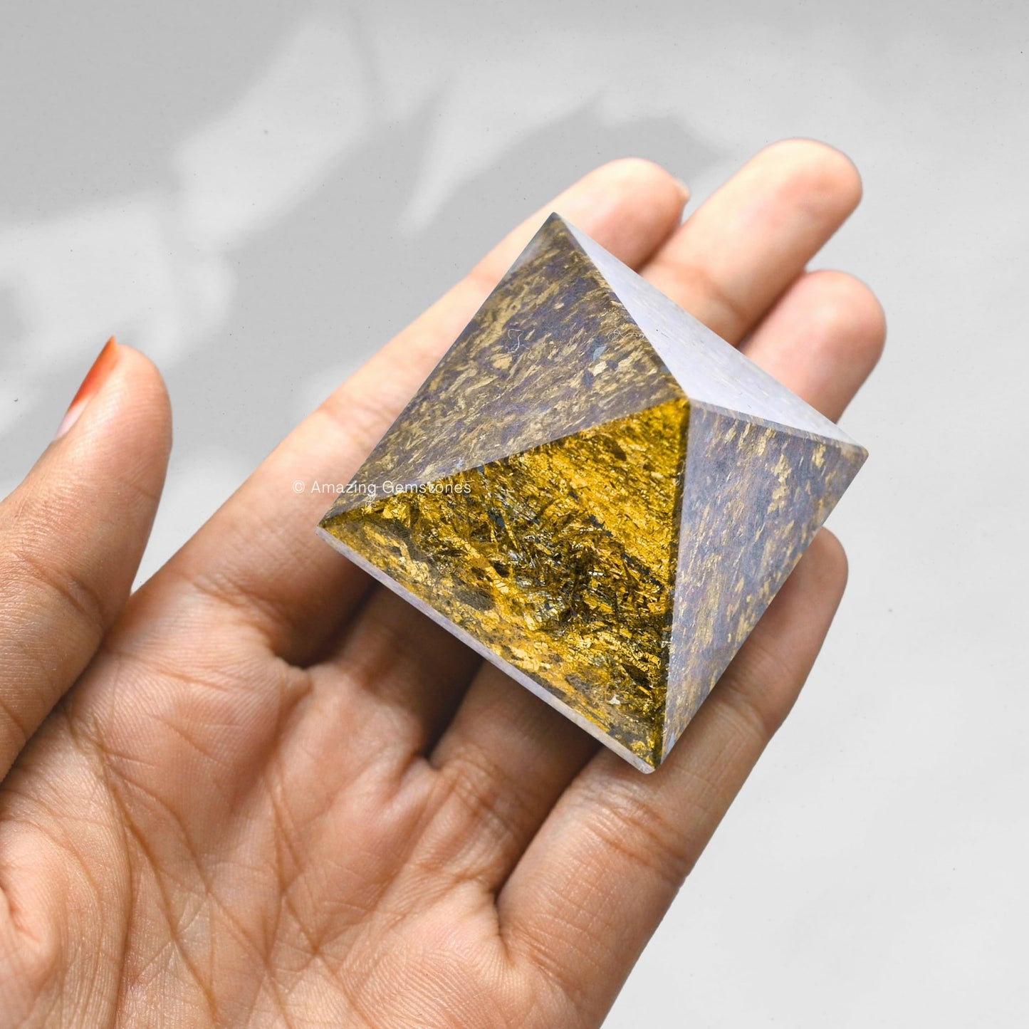 Amazing Gemstone Bronzite Pyramid Crystal Healing Stones - 1.5" Great Pyramid Figurine of Natural Stone Pyramid for Meditation, Reiki, Chakra Balancing and Crystal Pyramids Grid