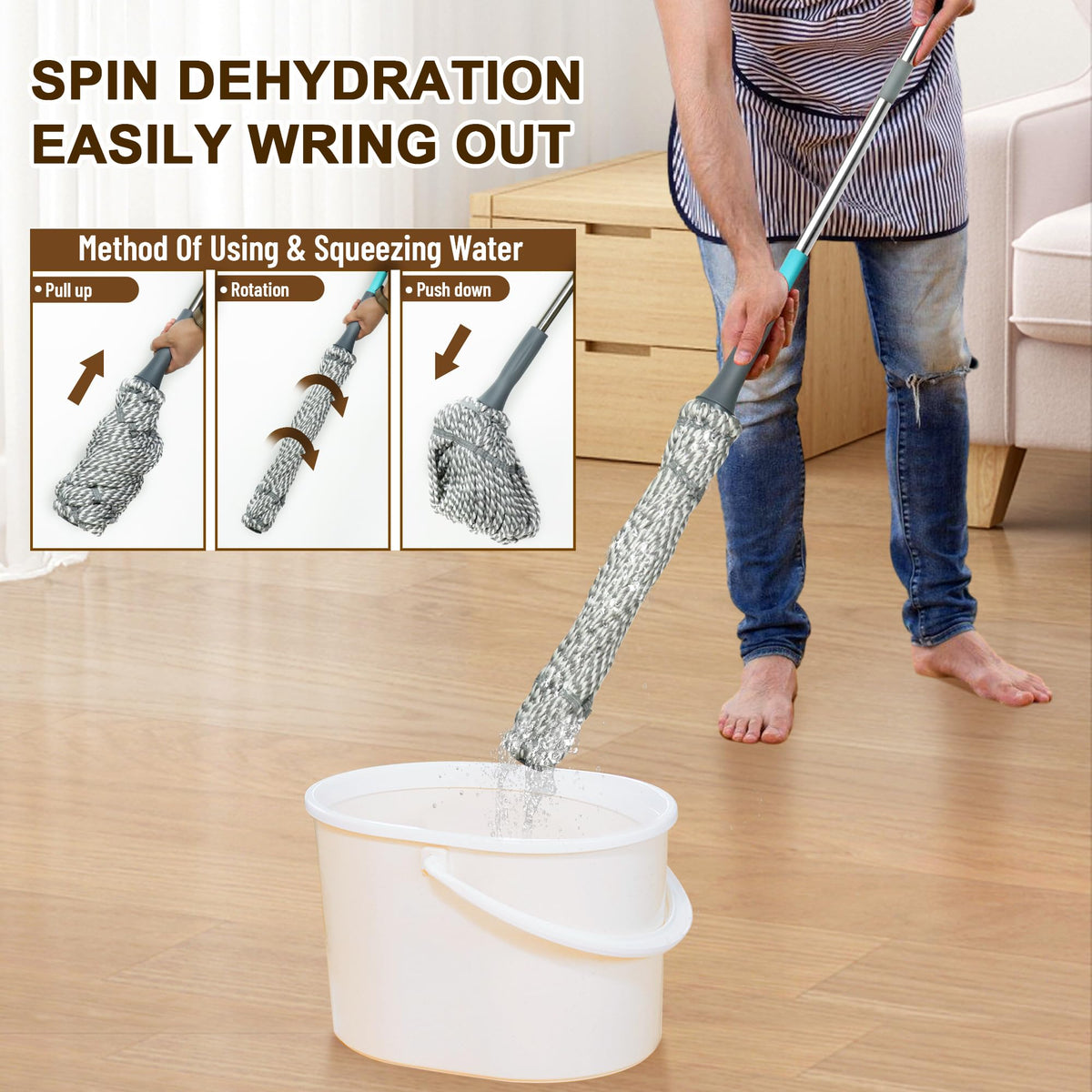 Self Wringing Mop Floor Cleaning Easy Squeeze Twist Mop