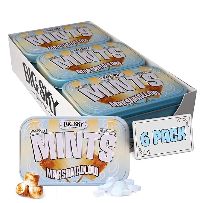 Big Sky Sugar Free Marshmallow Mint Tins: 6-Piece Box