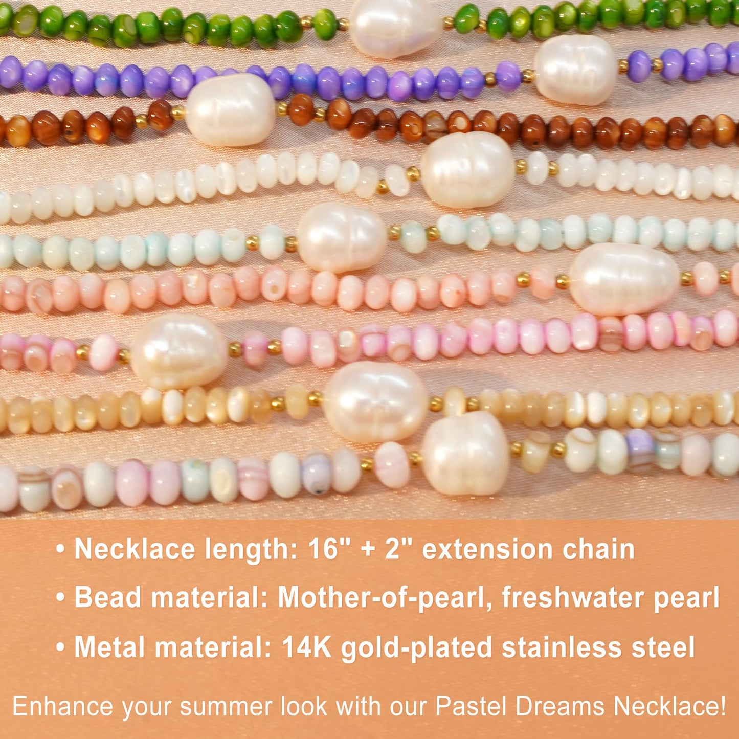 ERNAULO Beaded Necklaces for Women Seashell Beach Necklace with Freshwater Pearl 14K Gold Plated Boho Summer Handmade Jewelry CK-Seashell-purple