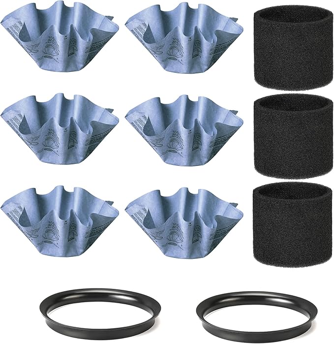 Shop-Vac 90107 Paper Disc Filter and 90585 Foam Sleeve Filter, for Most Shop-Vac Wet/Dry Vacuum Cleaners 5 Gallon and Above, Replacement Parts #9010700, 9013700,9058500, 6 Pack
