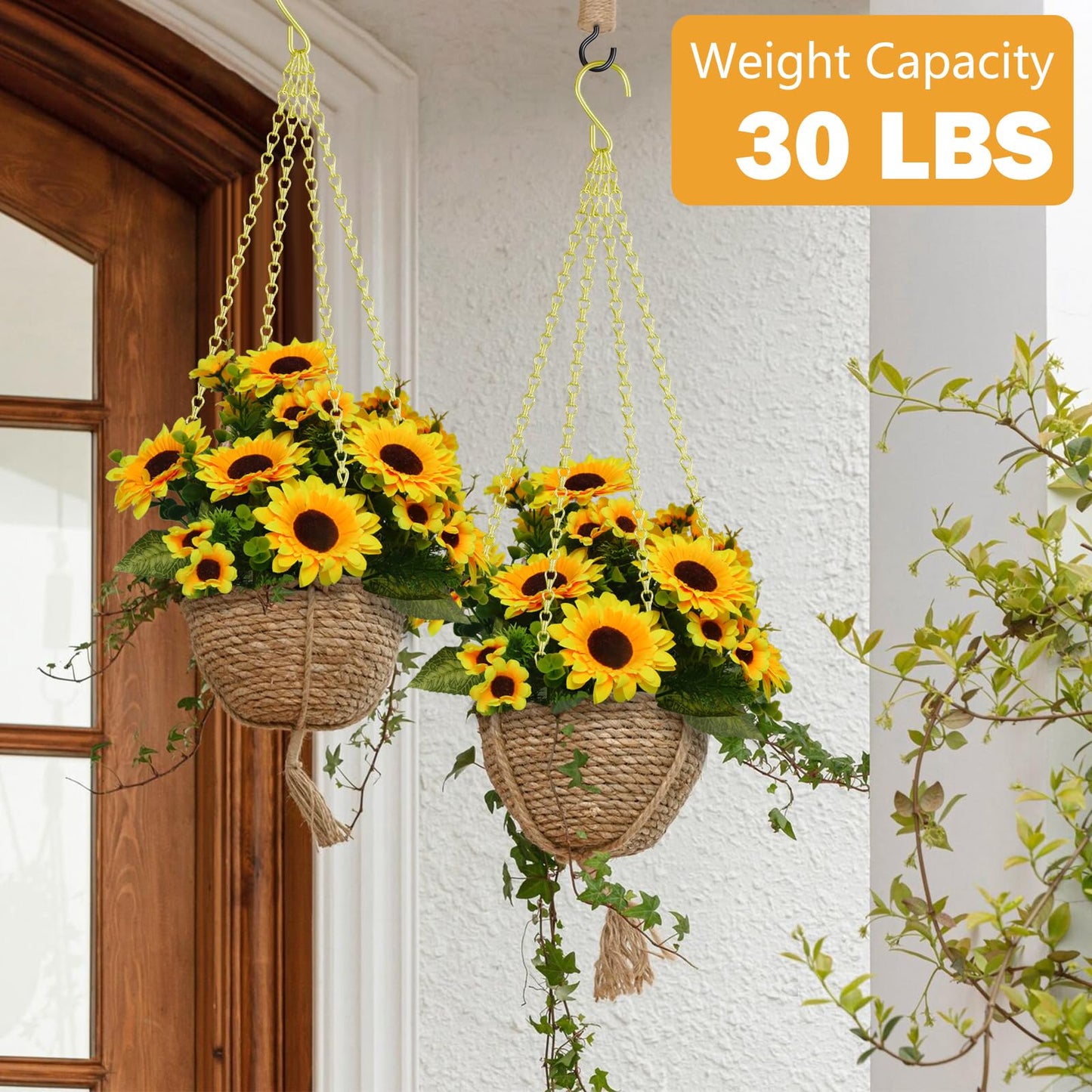 garini 6 Pack, 23 Inch Hanging Baskets Chain, Gold Hanging Chains with Hooks, Replacement Plant Hangers for Planters, Bird Feeders and Lanterns