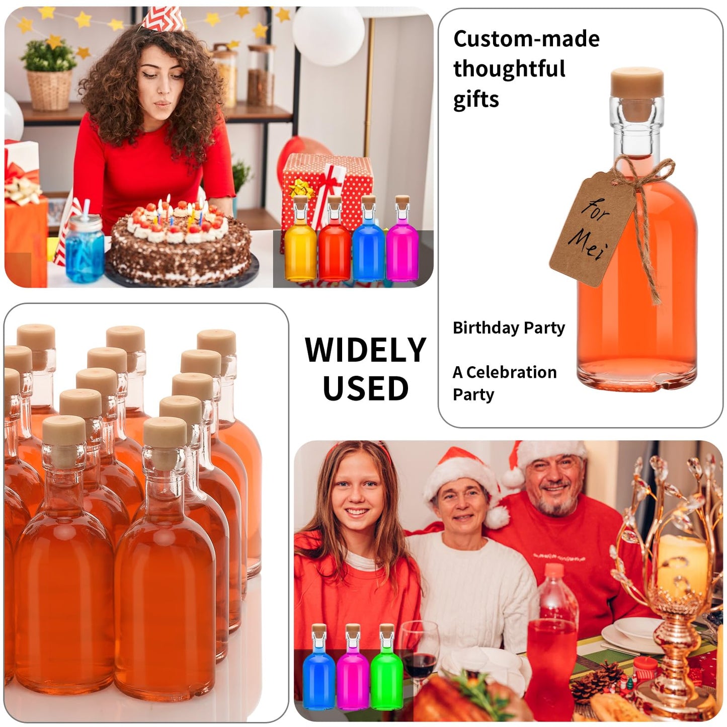 eispap 25 Pcs 1.7OZ Mini Glass Liquor with Lids Small Glass Wine Bottles Reusable Empty Alcohol Bottles for Christmas Birthday Weddings Party Favors (50ML25PC)