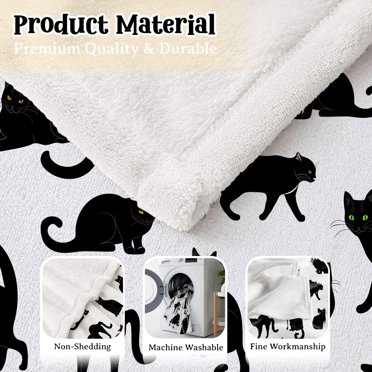 Black Cats Blanket Throw Super Soft and Cozy Blankets for Home Decoration, Couch, Bed, Sofa 50"x40" Small for Kids for All Seasons