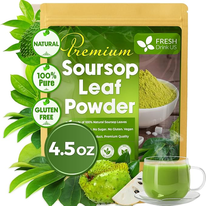 4.5oz Premium Soursop Leaf Powder – 100% Pure & Natural | Graviola Leaves for Tea, Handmade, Cake Color Making, Non-GMO, Caffeine-Free, No Additives. Vegan