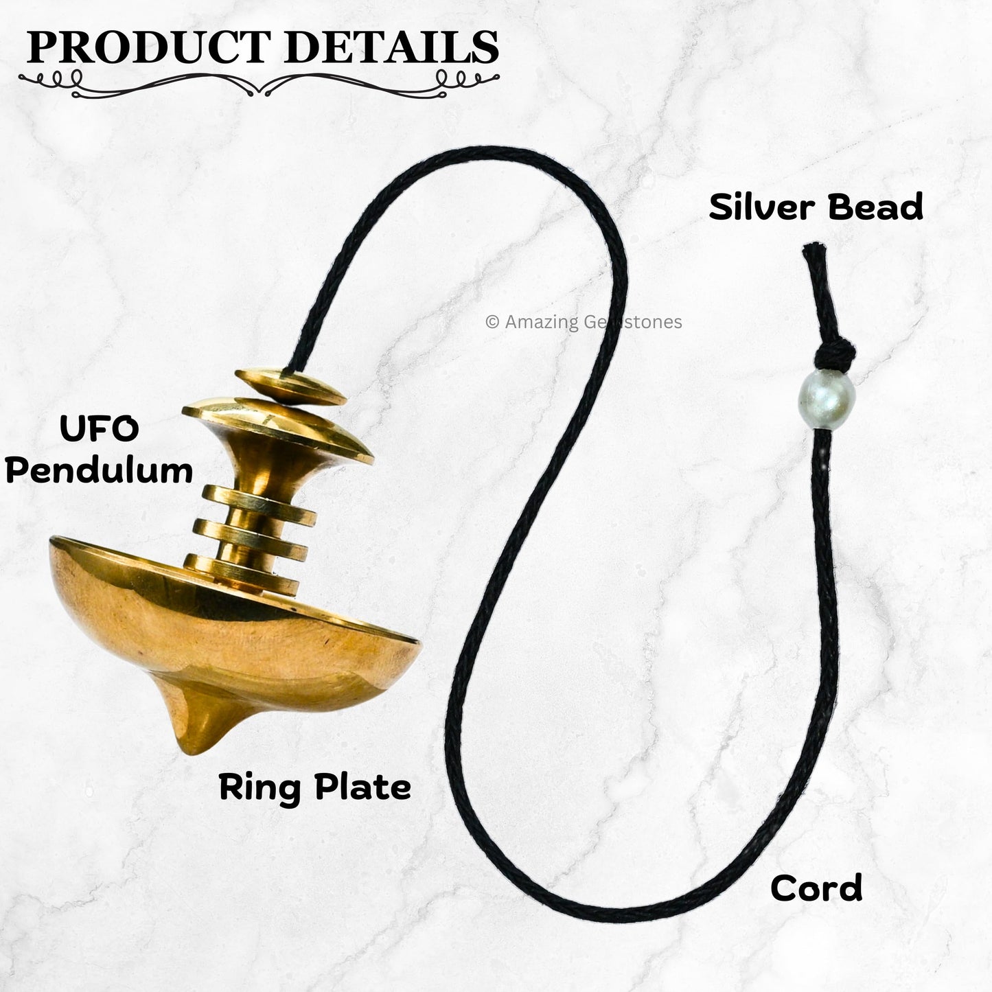 Amazing Gemstone Healing Metal Pendulums for Divination, UFO Steel Copper Pendulum High Energy Pendulo de Bronce Pendulos de Mesa MP113 - Large