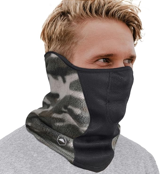 Tough Headwear Half Ski Mask - Warm Fleece Face Mask - Stretch Neck Gaiter Skiing Accessories - Breathable Cold Weather Gear