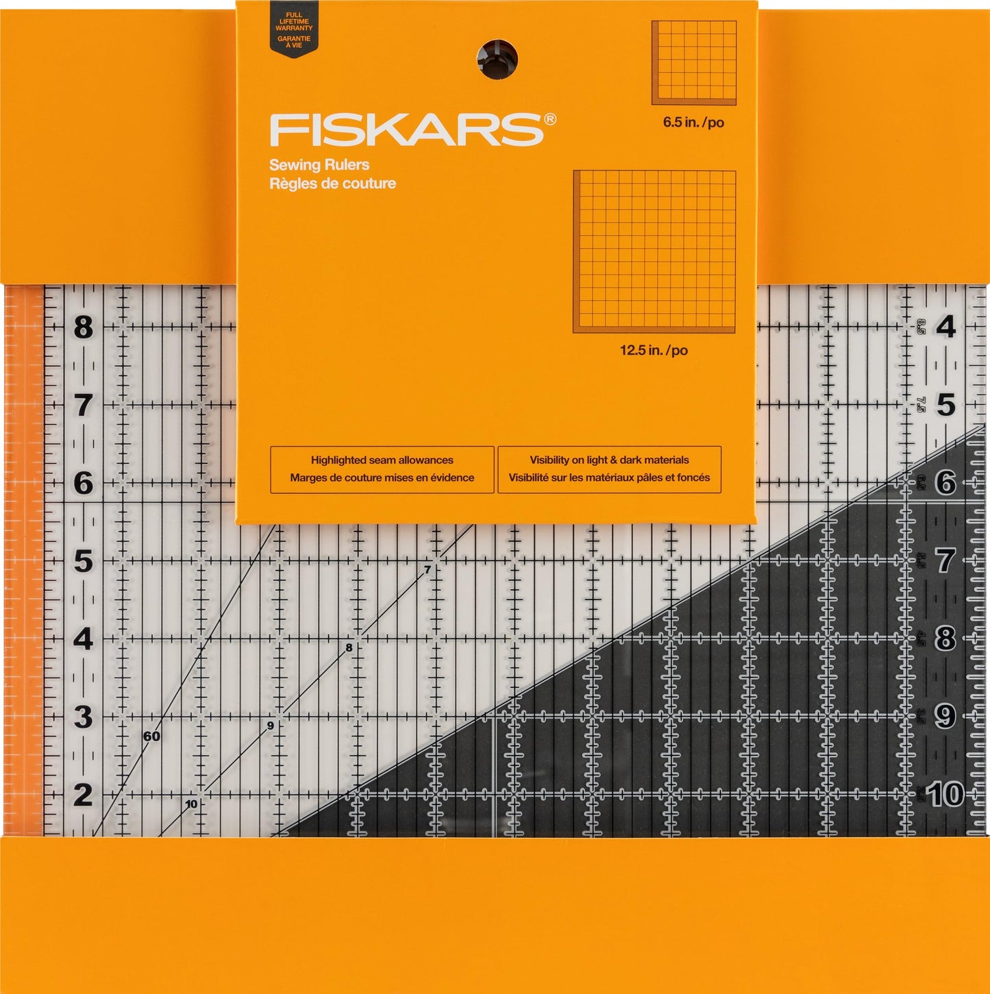 Fiskars® Square Sewing Ruler Set, (6.5 in. x 6.5 in, 12.5 in. x 12.5 in, 2 Pieces)
