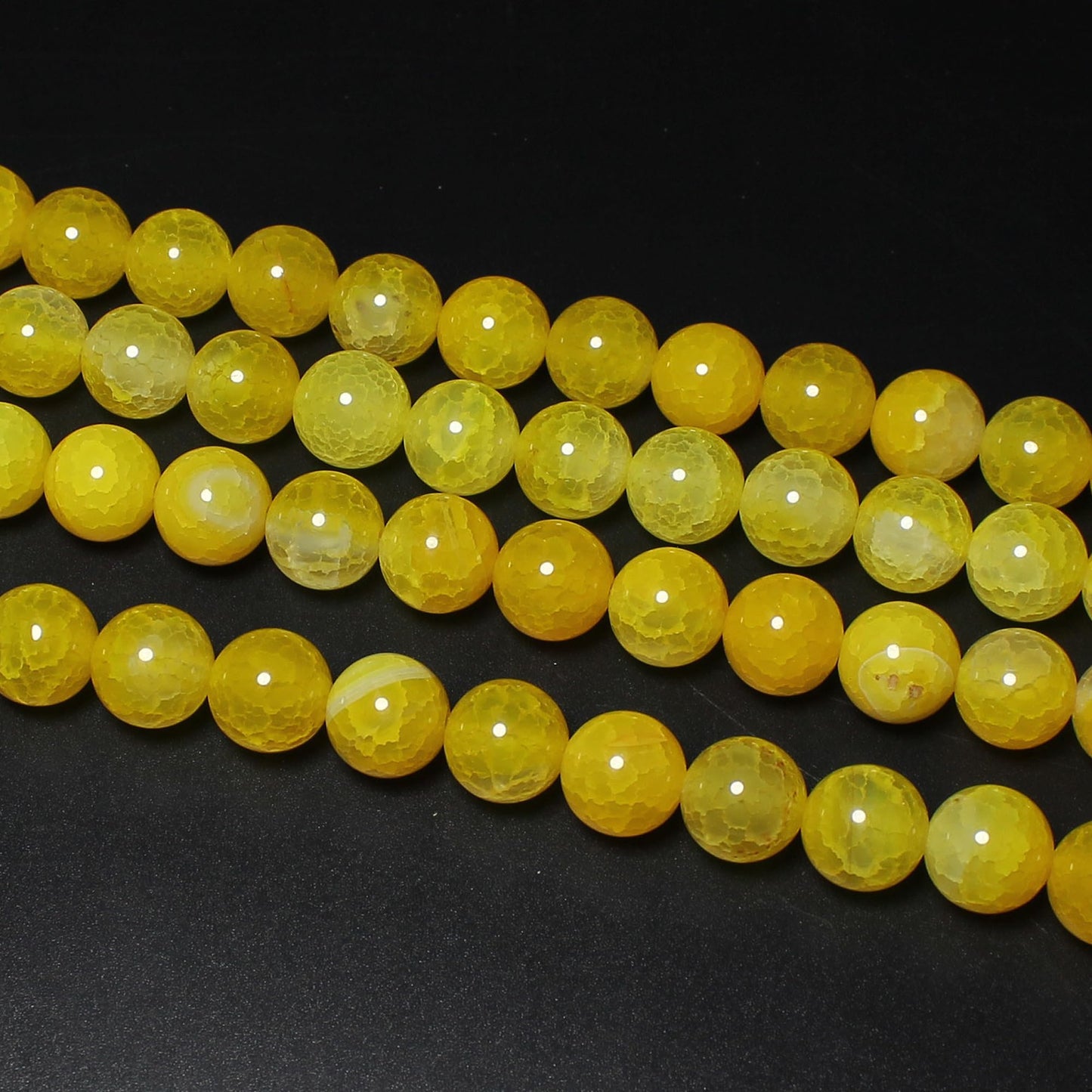 MJDCB Natural Stone Beads 8mm 43pcs Yellow Dragon Vein Agate Loose Gemstone Bead Charms for Jewelry Making Bracelet Necklace Earring Pendant