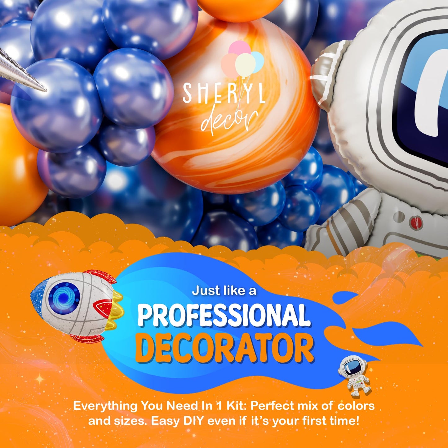 ALL-IN-1 Space Balloon Arch Kit with BONUS Specialty Foil Balloons for Outer Space Party Decorations - Galaxy Balloons for Galaxy Party Decorations, Astrobot, Astronaut Birthday Decorations
