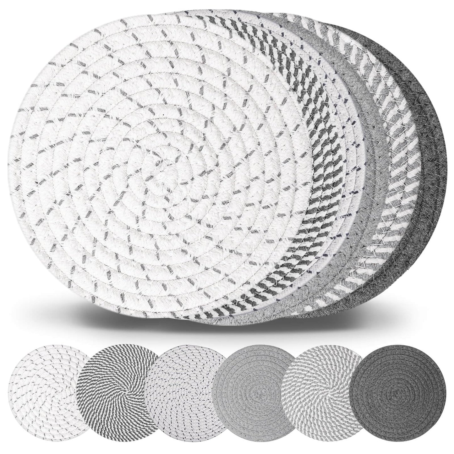 Billbotk 10" Trivets for Hot Dishes, Hot pots and Pans, Set of 6, Heat Resistant Pot Holders for Kitchen, Hot Pads for Countertops